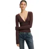 Cotton On Zali V Cross Over Long Sleeve In Brown