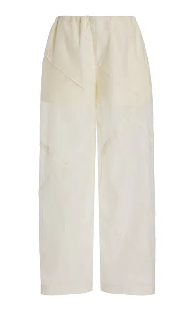 Co Tton-silk Parachute Pants In Ivory
