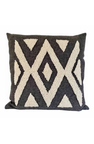 Cotton Tree Punch Needle Pillow- Landscapes Pattern In Natural/charcoal - Pattern 2