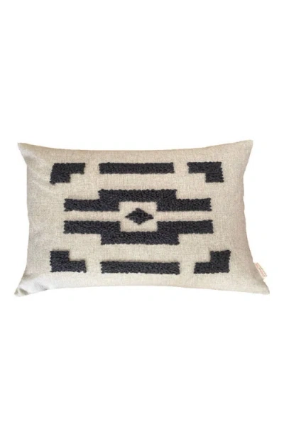 Cotton Tree Punch Needle Pillow In Natural/charcoal - Pattern 3