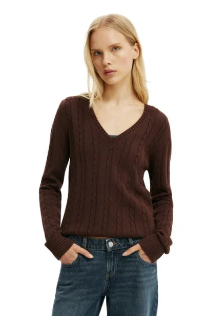 Cotton:on Cotton V Neck Pullover In Brown