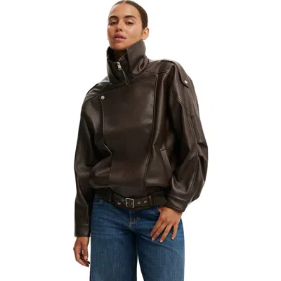 Cotton:on Cove Biker Jacket In Brown