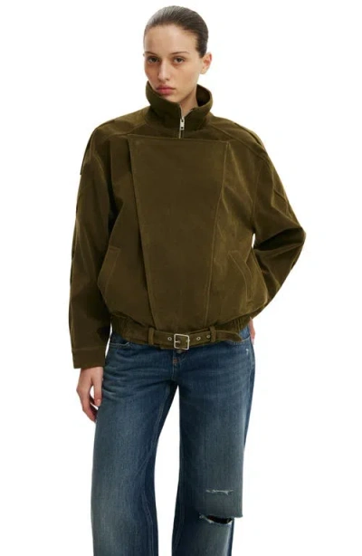 Cotton:on Cove Faux Suede Biker Jacket In Brown