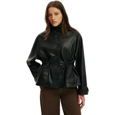 Cotton:on Eli Faux Leather Parka In Black