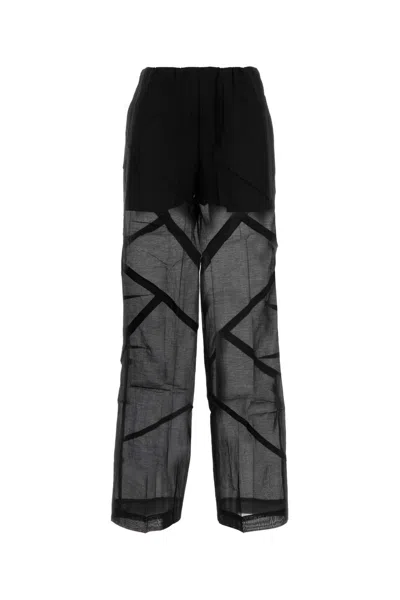 Co Tton-silk Blend Pants For Women In Black