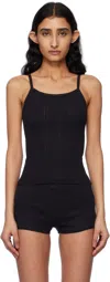 Cou Cou Black 'the Picot Regular' Tank Top In Black