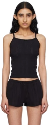 Cou Cou Black 'the Picot Regular' Tank Top In Black