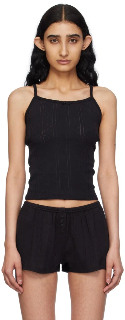 Cou Cou Black 'the Picot Regular' Tank Top