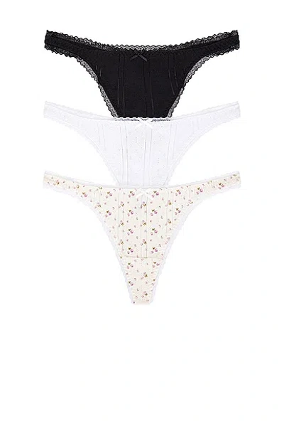 Cou Cou Intimates The 3 Pack Thong In Black  White  & English Rose