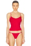 Cou Cou Intimates The Long Cami Top In Cherry Red