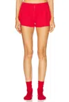 Cou Cou Intimates Womens Cherry Red Pointelle-pattern Mid-rise Organic-cotton Shorts In Cherry Red