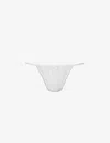 Cou Cou Intimates Womens 001 White Pointelle Mid-rise Organic-cotton Thong In 001 White