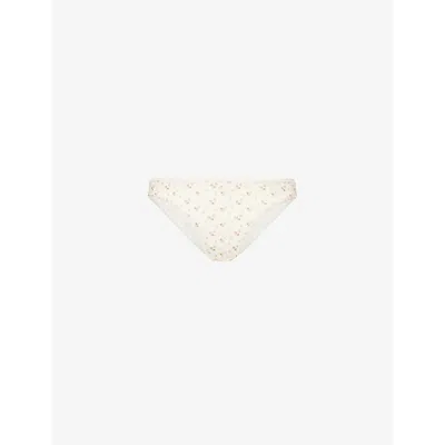 Cou Cou Intimates Womens  High-rise Pointelle-pattern Organic-cotton Brief In English Rose