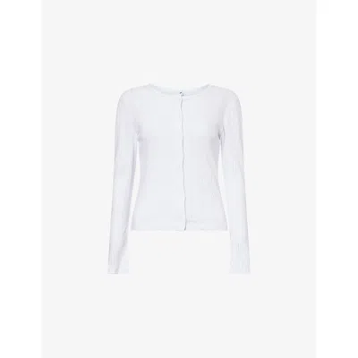 Cou Cou Intimates Womens  Round-neck Pointelle-knit Cotton Cardigan In White