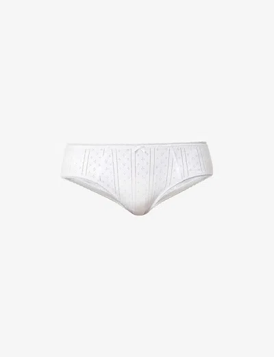 Cou Cou Intimates Womens 001 White The Cosy Pointelle-pattern Organic-cotton Briefs