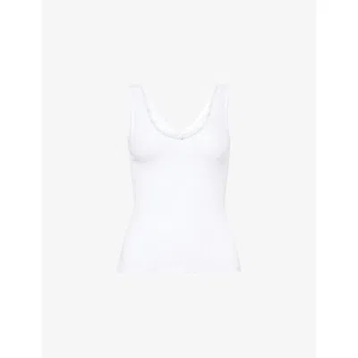 Cou Cou Intimates Womens  The Scoop-neck Pointelle-knit Cotton Tank Top In White