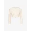 Cou Cou Intimates Womens  Round-neck Floral-print Organic-cotton Cardigan In English Rose