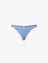 Cou Cou Intimates Womens French Blue Pointelle Mid-rise Organic-cotton Thong In French Blue