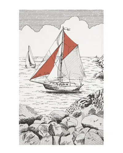 Coucke Set Of 2 Sailboat Tea Towels In Red
