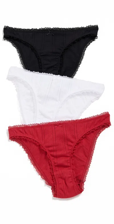 Coucou High Rise 3 Pack Briefs Black/white/cherry Red