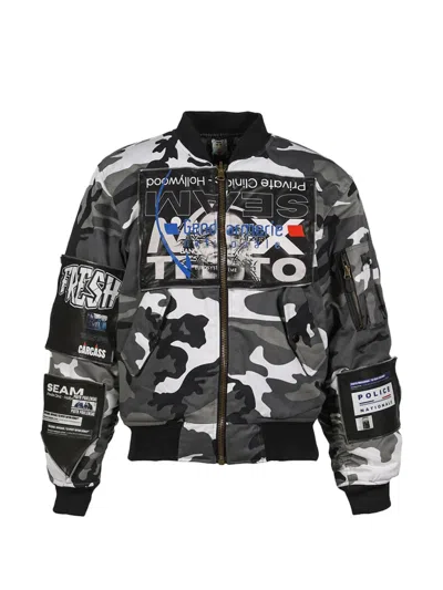 Coucoubebe 75018 Testo Nationale Patched Bomber Jacket In Gray