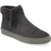 Cougar Duffy Faux Fur Trim Waterproof Bootie In Pewter Suede