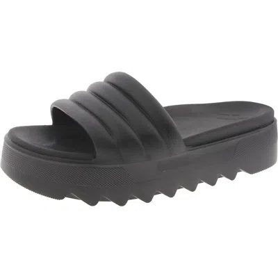 Cougar Pool Party Womens Two Tone Open Toe Pool Slides In Black