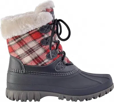 Cougar Women's Cuddle Boot In Black/red Plaid In Gray