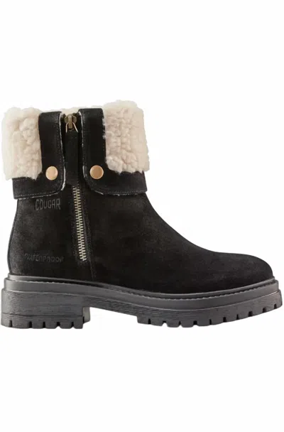Cougar Women's Vigo Faux Shearling Cuff Waterproof Boot In Black