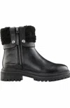 Cougar Women's Vigo Faux Shearling Cuff Waterproof Boot In Black Leather In Black