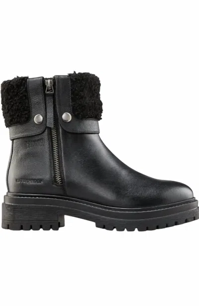 Cougar Women's Vigo Faux Shearling Cuff Waterproof Boot In Black Leather