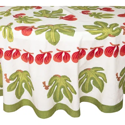 Couleur Nature Fig Tablecloth In Red/green 70" Round