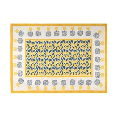 Couleur Nature Lemon Tree Tablecloth - Blue/yellow In Blue;yellow