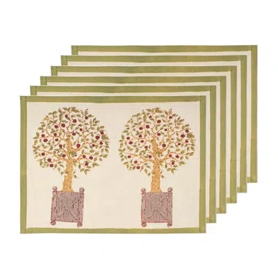 Couleur Nature Orange Tree 18" Cotton Placemat In Beige