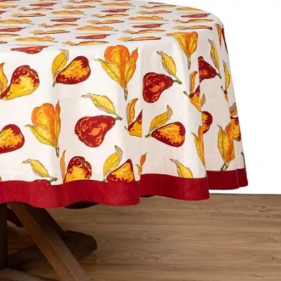 Couleur Nature Orchard Pear Round Tablecloths In Red