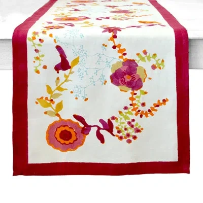 Couleur Nature Treetop Floral 100% Cotton Table Runner In Multicolor