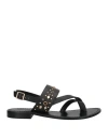 Couleur Pourpre Woman Toe Strap Sandals Black Size 11 Soft Leather