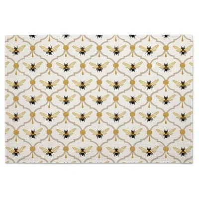 Counterart All The Bees 4-pack Poly-cotton Blend Washable Placemats In Yellow