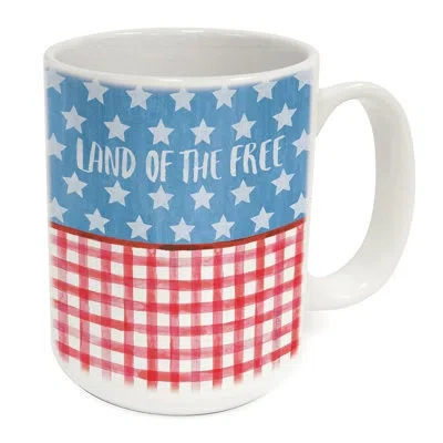 Counterart Americana Style 15 Oz. Decorative Ceramic Mug In White