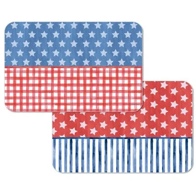 Counterart Americana Style 4 Pack Reversible Easy Care  Placemats In Blue