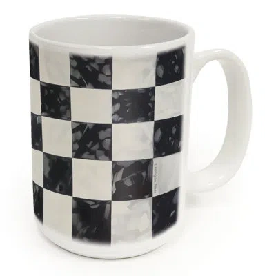 Counterart Arlington Check 15 Oz. Decorative Ceramic Mug In White