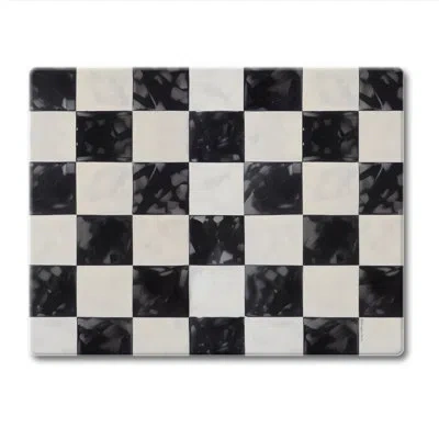 Counterart Arlington Check Tempered Glass Cutting Board 10" X 8"