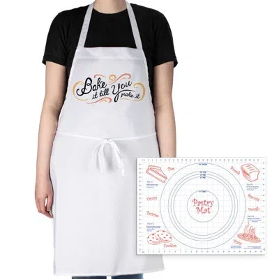 Counterart Bake It Kitchen Chef's Apron With Pastry Mat In Blue;brown;white;red;yellow