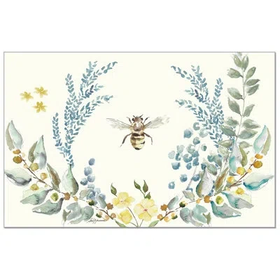 Counterart Bee Crest 24-sheet Premium Paper Placemats In Yellow