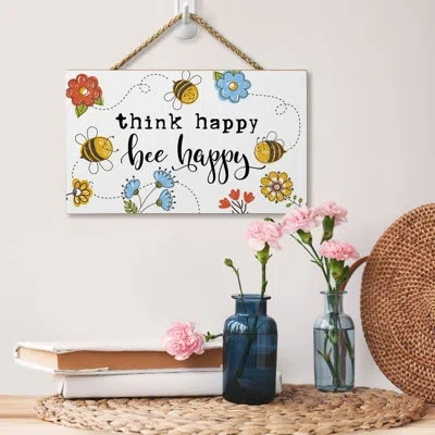 Counterart Bee Happy Wall Décor In Blue;green;yellow