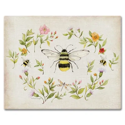 Counterart Bee Wreath 3mm Glass Cutting Board 15” X 12”