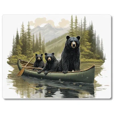 Counterart Black Bear Canoe 3mm Tempered Glass Cutting Board 10" X 8"
