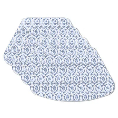 Counterart Blue Tiles 4 Pack Wedge Shaped Reversible Easy Care Placemats In Blue;white