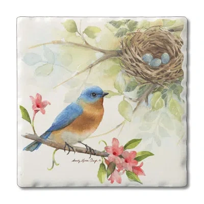 Counterart Bluebird 4-pack Tumbled Tile Stone Coasters In Blue;brown;white;green