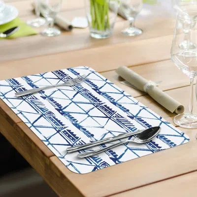 Counterart Blues Reversible Rectangular Easy Care Plastic Placemats In White;green;gray;multicolor